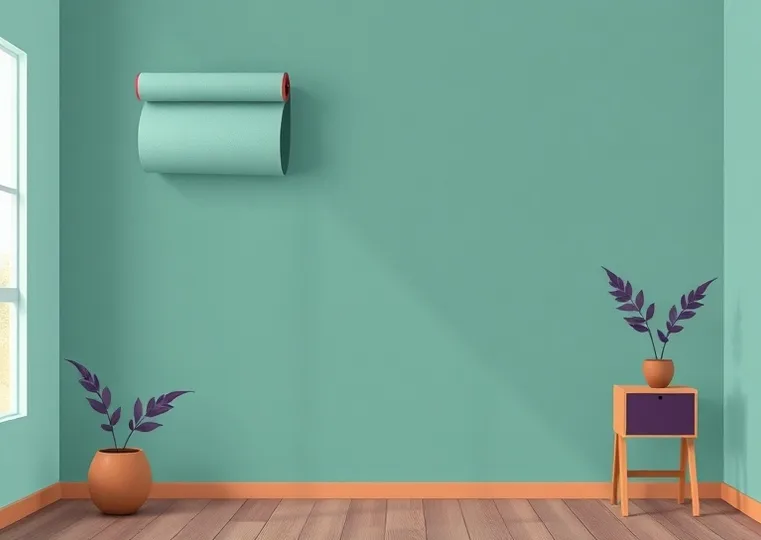 Pose de papier peint, rouleau et brosse à maroufler